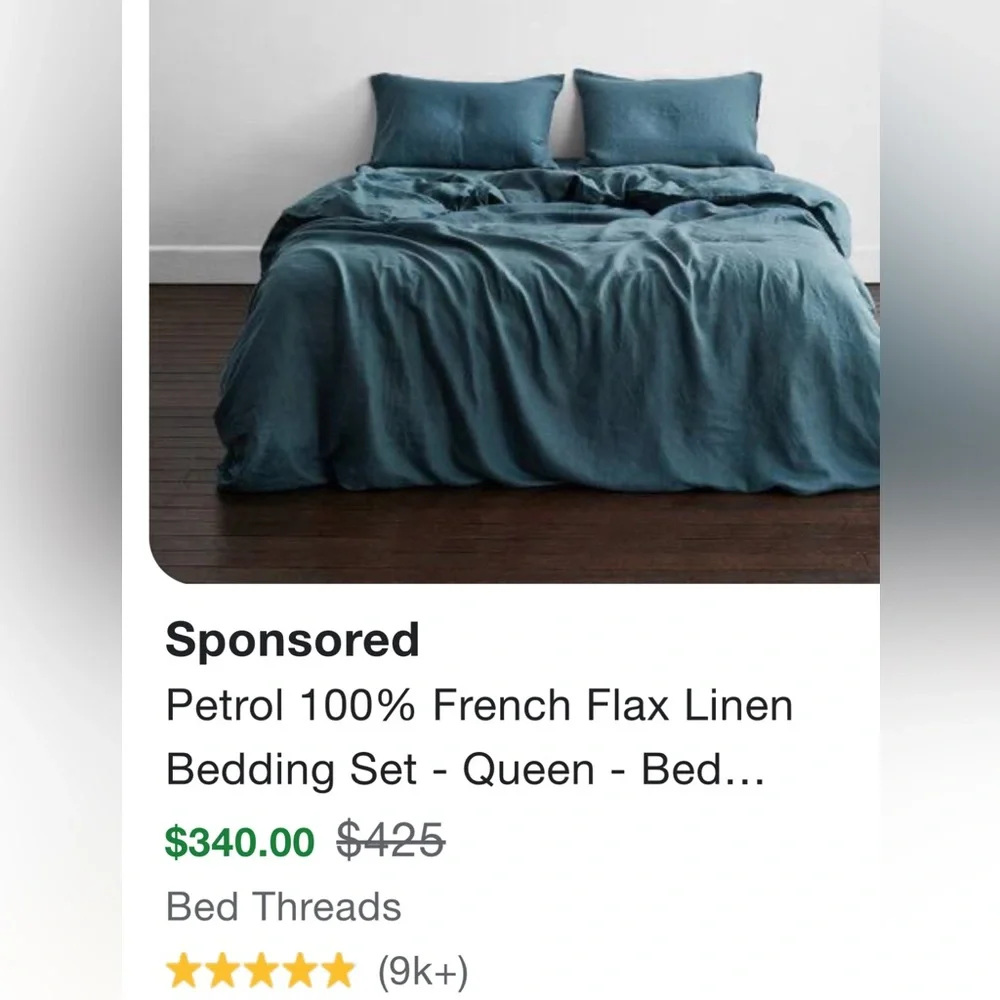 West Elm NEW sham Euro Linen new turquoise teal ocean blue king queen
